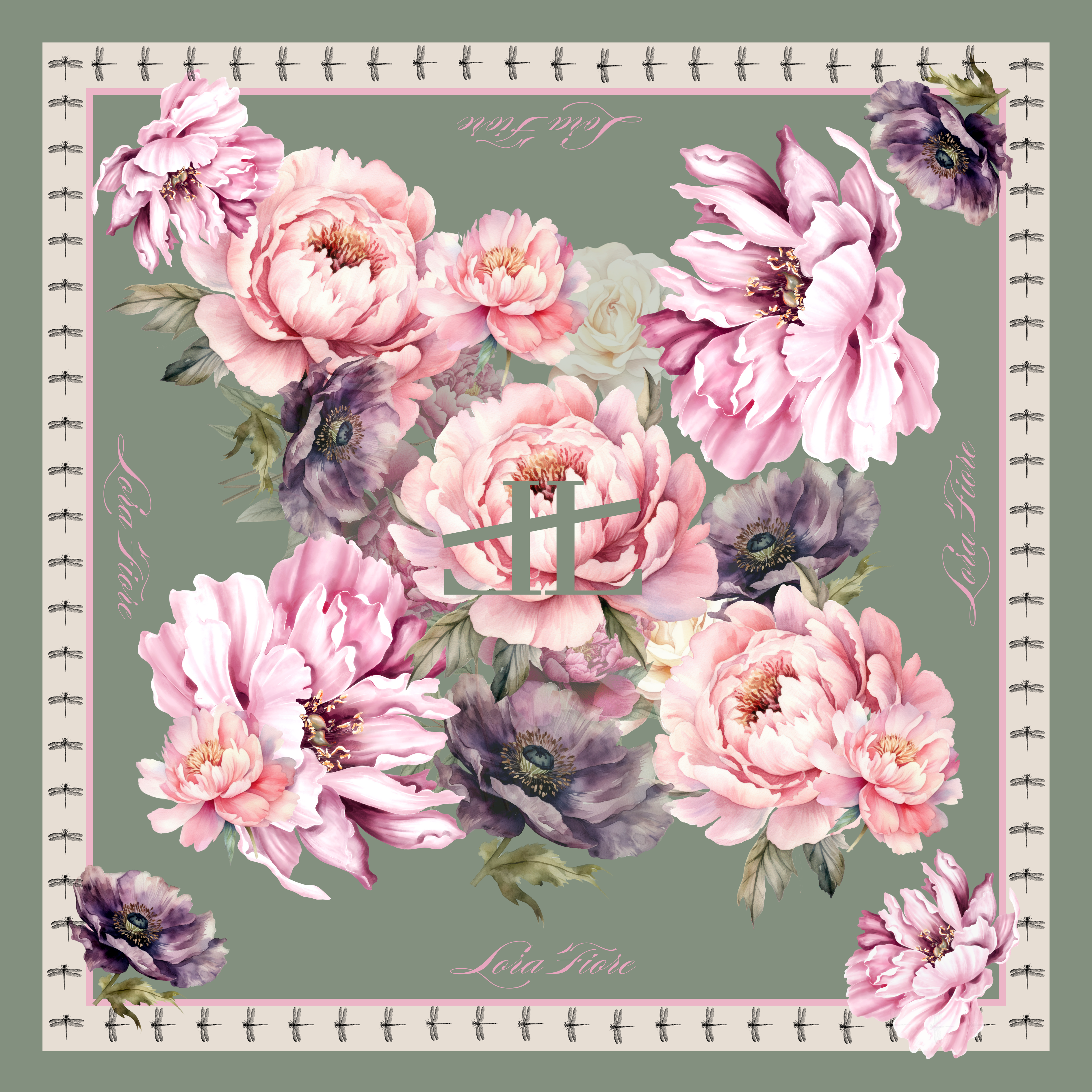 Printed floral green Scarf