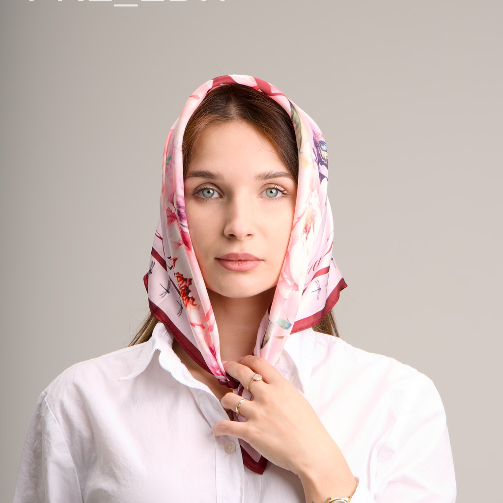 Printed floral pink Scarf