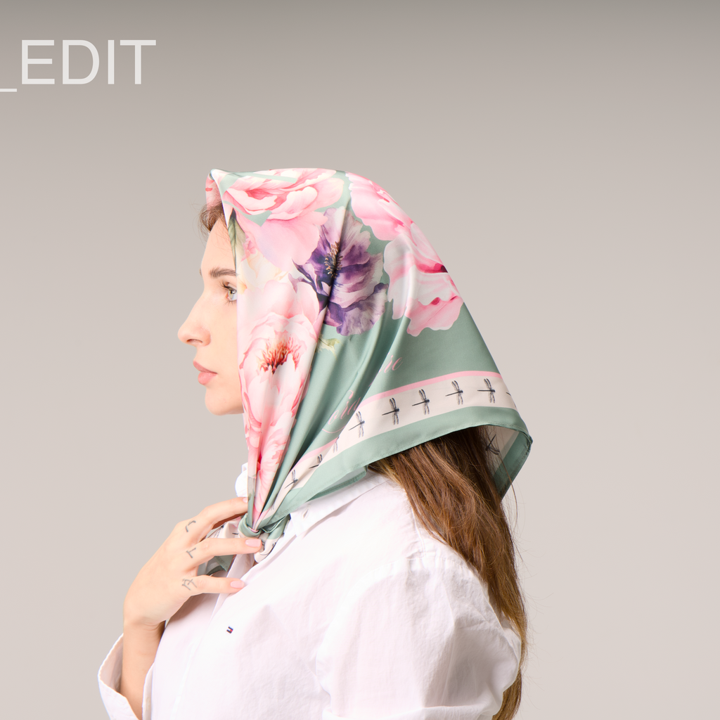 Printed floral green Scarf